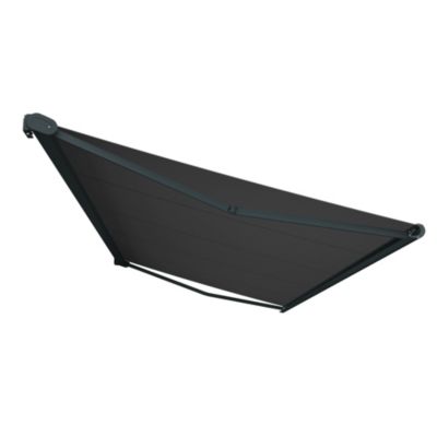 Store banne Coffre intégral PROTECT 2 LED SMART Gris Anthracite 5x3,5m Télécommande + Capteur Vent + LED - Toile Grise Anthracite