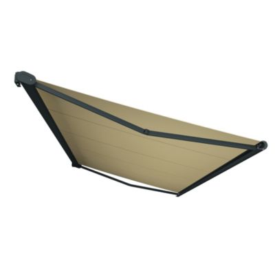 Store banne Coffre intégral PROTECT 2 SMART Gris Anthracite 6x3,5m Motorisé à télécommande + Capteur Vent - Toile Ecrue