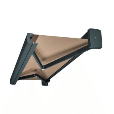 Store banne coffre intégral SOA 4,00x3,00 M (Manuel - Armature gris anthracite - Toile taupe)