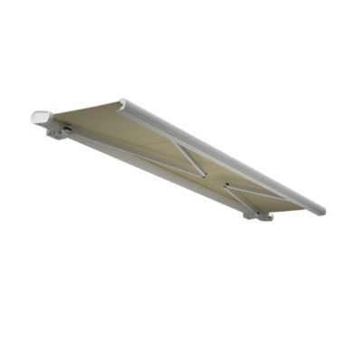 Store banne coffre MEEL 6,00x3,50m (Motorisé Secours à Télécommande + LED - Ecru - Blanc)