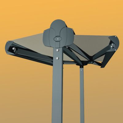 Store banne double pente ENARGITE 5,00x2x3,00 M (Manuel - Armature gris anthracite - Toile écrue)