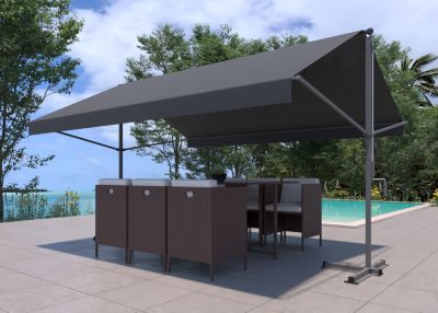 Store banne double pente manuel 2.95 x 3 m gris - ISEO