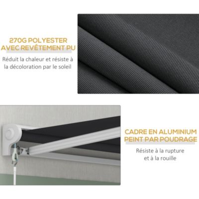 Store banne électrique manuel rétractable dim. 2,95L x 2,50l m anthracite