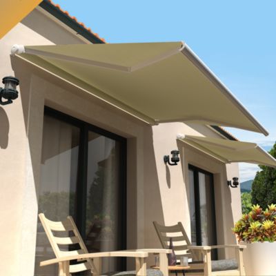 Store banne loggia AMARITE 2,50x1,50 M (Manuel - Armature blanc - Toile écrue)