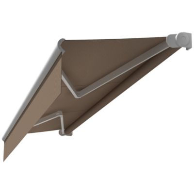 Store banne loggia AMARITE 2,50x1,50 M (Manuel - Armature blanc - Toile taupe)