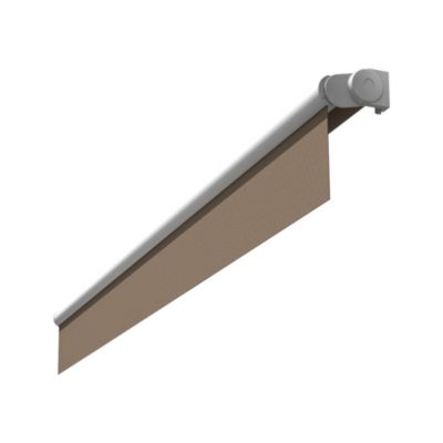 Store banne loggia AMARITE 2,50x1,50 M (Manuel - Armature blanc - Toile taupe)