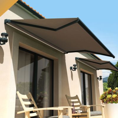 Store banne loggia AMARITE 2,50x1,50 M (Motorisé à Interrupteur - Armature gris anthracite - Toile taupe)