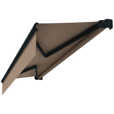 Store banne loggia AMARITE 2,50x1,50 M (Motorisé à Interrupteur - Armature gris anthracite - Toile taupe)