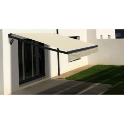 Store banne Loggia LITE - 3,5x2,5m Manuel (Gris Anthracite - Ecru)