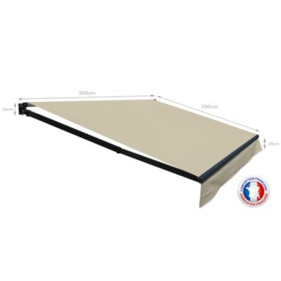 Store banne Loggia LITE - 3,5x2,5m Manuel (Gris Anthracite - Ecru)