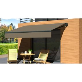 Store banne Loggia LITE - 3,5x2,5m Manuel (Gris Anthracite - Taupe)