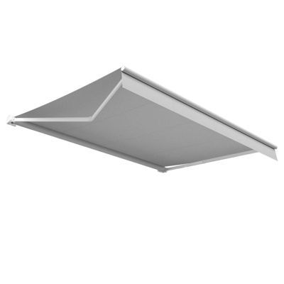 Store banne loggia LUPA Lambrequin inclus (Manuelle - Blanc brillant - Gris clair - 4.00m x 3.00m)