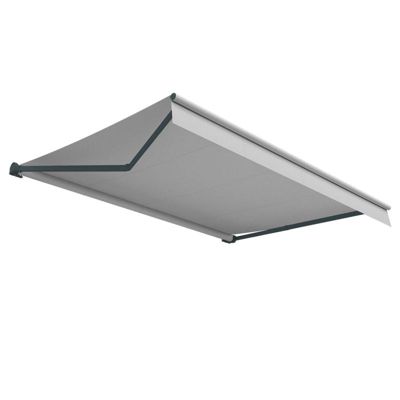 Store banne loggia LUPA Lambrequin inclus (Motorisé à Télécommande - Gris Anthracite - Gris clair - 5.00m x 3.00m)