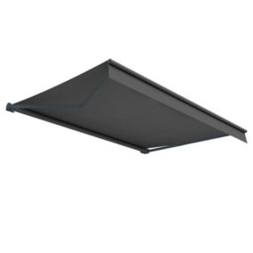 Store banne loggia LUPA Lambrequin inclus (Motorisé à Télécommande - Gris Anthracite - Noir - 5.00m x 3.00m)