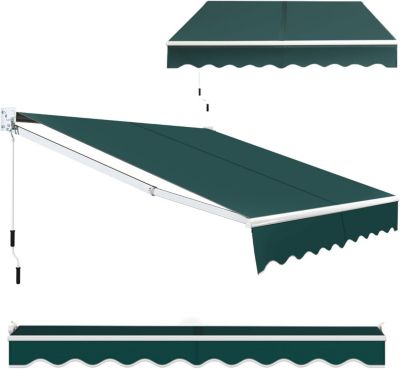 Store Banne Manuel 245x200CM,Angle Réglable, Store Banne Anti-Soleil pour Boutique Balcon Jardin (Vert)