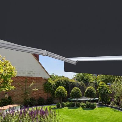 Store banne manuel 3,6 x 3 m Monobloc pour terrasse - Gris anthracite - Sunny Inch