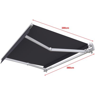 Store banne manuel 3,6 x 3 m Monobloc pour terrasse - Gris anthracite - Sunny Inch