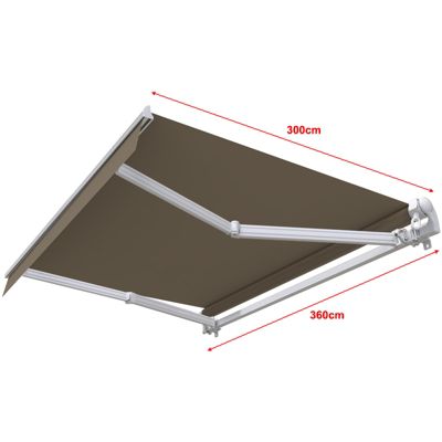 Store banne manuel 3,6 x 3 m Monobloc pour terrasse - Taupe - Sunny Inch