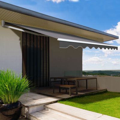 Store banne manuel 3,80x3 M gris anthracite