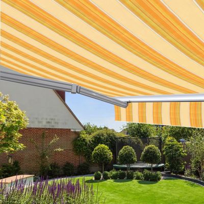 Store banne manuel 3 x 2,5 m Monobloc pour terrasse - Jaune rayé - Sunny Inch