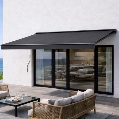 Store banne manuel 395 x 3 m en aluminium avec toile gris ADRO