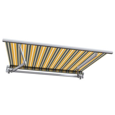 Home Trends Tissu De Store 4m Avec Volant - 387 X 300 Cm Rayures Jaunes Blanches Grises - Imperméable UV