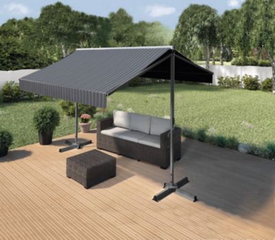 Store banne manuel autoportant gris anthracite et blanc 4 X 3 m
