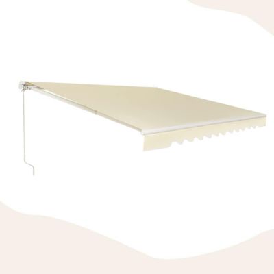 Store Banne Manuel , Auvent de Terrasse Extérieur et Tissu Résistant aux UV avec Manivelle et Angle Réglable pour Patio