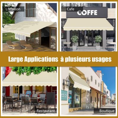 Store Banne Manuel , Auvent de Terrasse Extérieur et Tissu Résistant aux UV avec Manivelle et Angle Réglable pour Patio