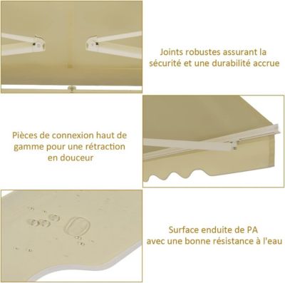 Store Banne Manuel , Auvent de Terrasse Extérieur et Tissu Résistant aux UV avec Manivelle et Angle Réglable pour Patio