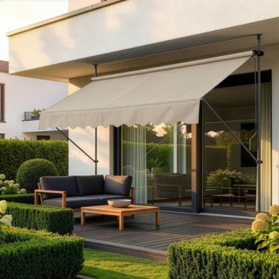 Store Banne Manuel Auvent Téléscopique 200 x 120 x 220-309 cm Sable  pro.tec
