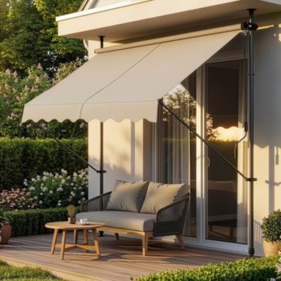 Store Banne Manuel Auvent Téléscopique 200 x 120 x 220-309 cm Sable  pro.tec
