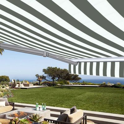 Store banne manuel Demi coffre 2,5 x 2 m pour terrasse - Blanc gris - Sunny Inch