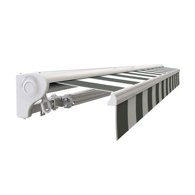 Store banne manuel Demi coffre 3,6 x 3 m pour terrasse - Blanc gris - Sunny Inch