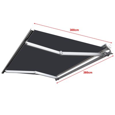 Store banne manuel Demi coffre 3,6 x 3 m pour terrasse - Gris anthracite - Sunny Inch