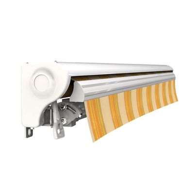Store banne manuel Demi coffre 3,6 x 3 m pour terrasse - Jaune rayé - Sunny Inch