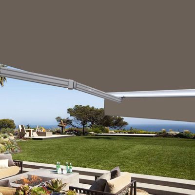 Store banne manuel Demi coffre 3,6 x 3 m pour terrasse - Taupe - Sunny Inch