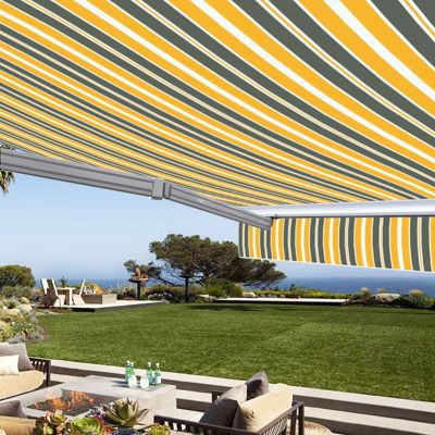 Store banne manuel Demi coffre 3 x 2,5 m pour terrasse - Gris jaune - Sunny Inch