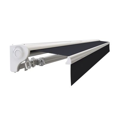 Store banne manuel Demi coffre 4 x 3 m pour terrasse - Gris anthracite - Sunny Inch