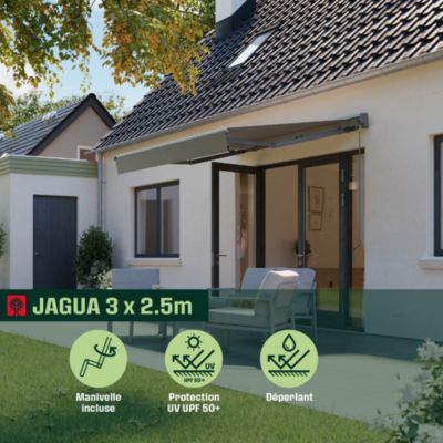 Store banne manuel gris 3x2.5 m avec semi coffre Jagua Klikstrom