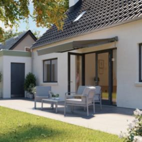 Store banne manuel gris 3x2.5 m avec semi coffre Jagua Klikstrom