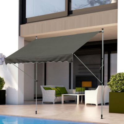 Store banne manuel rétractable 3 x 1,5 m réglable installation rapide métal alu polyester anti-UV