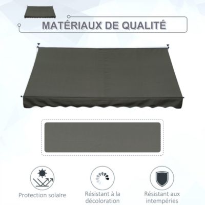 Store banne manuel rétractable 3 x 1,5 m réglable installation rapide métal alu polyester anti-UV