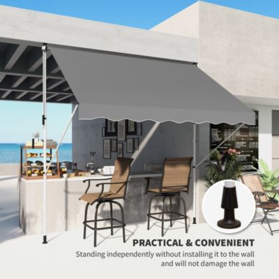 Store banne manuel rétractable 3 x 1,5 m réglable installation rapide métal alu polyester anti-UV