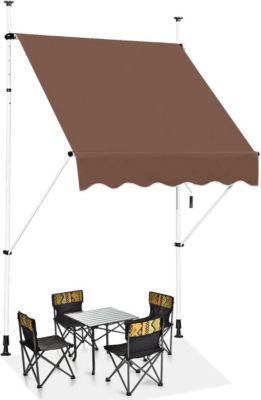 Store Banne Manuel Rétractable 4M Rétractable sans Percage Hauteur Réglable 2-3M pour Jardin (Marron,2x1,2M)