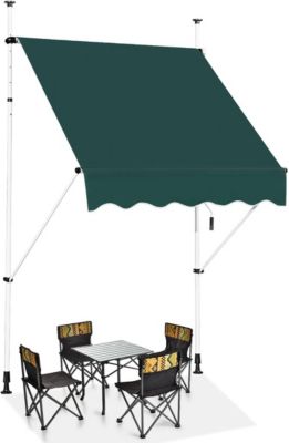 Store Banne Manuel Rétractable 4M Rétractable sans Percage Hauteur Réglable 2-3M pour Jardin (Vert,2x1,2M)