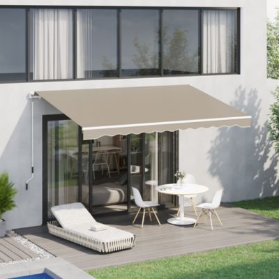Store banne manuel rétractable alu. polyester imperméabilisé haute densité 4 x 2,5 m beige