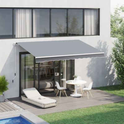 Store banne manuel rétractable alu. polyester imperméabilisé haute densité 4 x 2,5 m gris