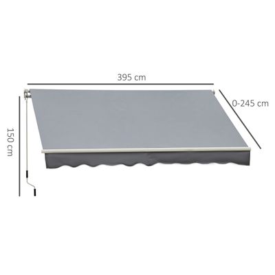 Store banne manuel rétractable alu. polyester imperméabilisé haute densité 4 x 2,5 m gris