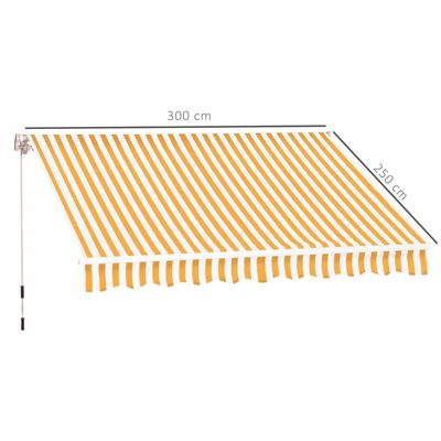 Store banne manuel rétractable aluminium polyester imperméabilisé 3L x 2,5l m orange blanc rayé